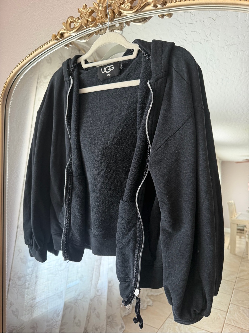 UGG Men's Black Zip-Up Hoodie Jacket with Drawstring